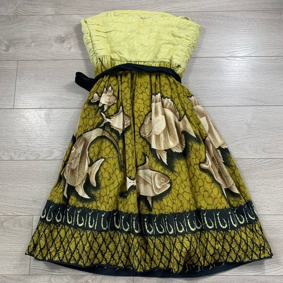 Anthropologie Vanessa Virginia Fish Pattern Baxter Bay Mini Strapless Dress - Picture 4 of 16